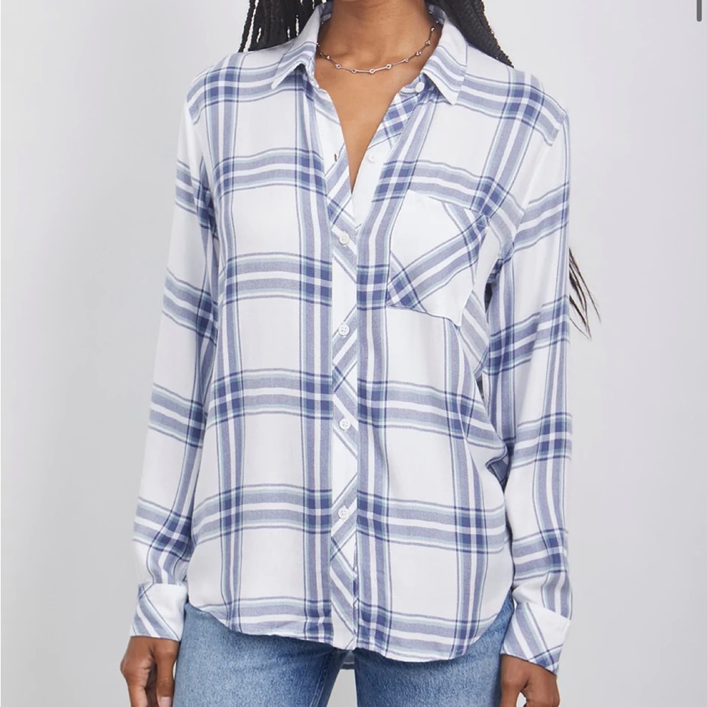 Rails Hunter Plaid Shirt in white/navy/gray size Medium